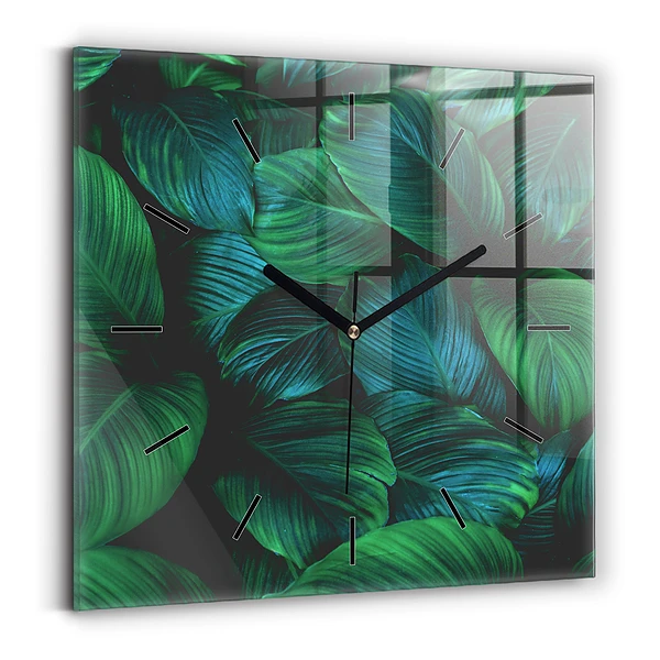 Wanduhr modern quadratisch Blätter der Natur