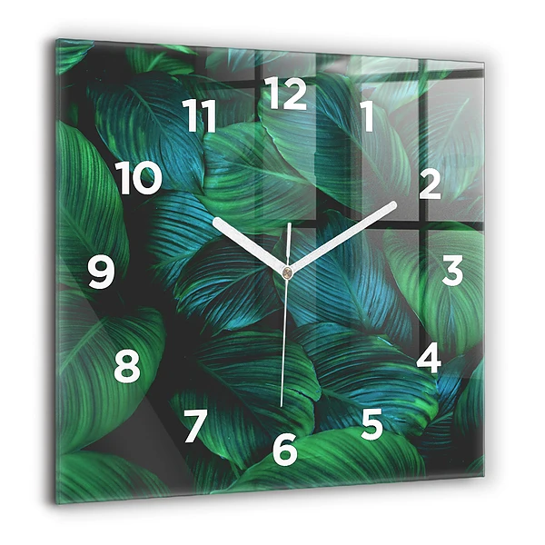 Wanduhr modern quadratisch Blätter der Natur