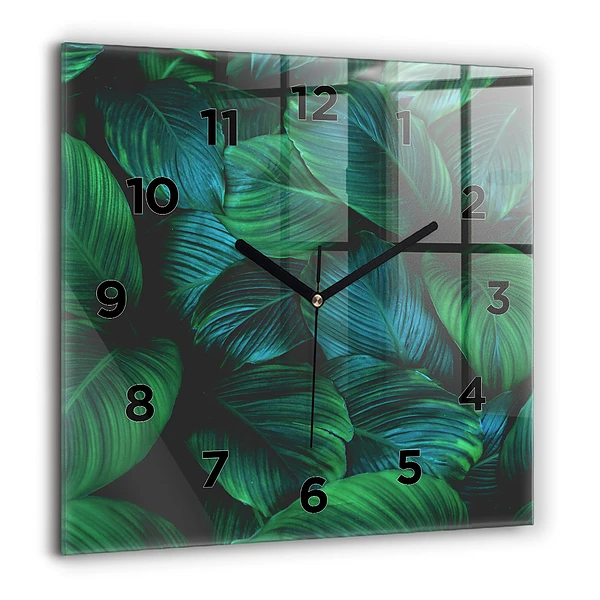 Wanduhr modern quadratisch Blätter der Natur