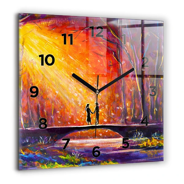 Wanduhr quadratisch mit motiv Pärchen im Wald