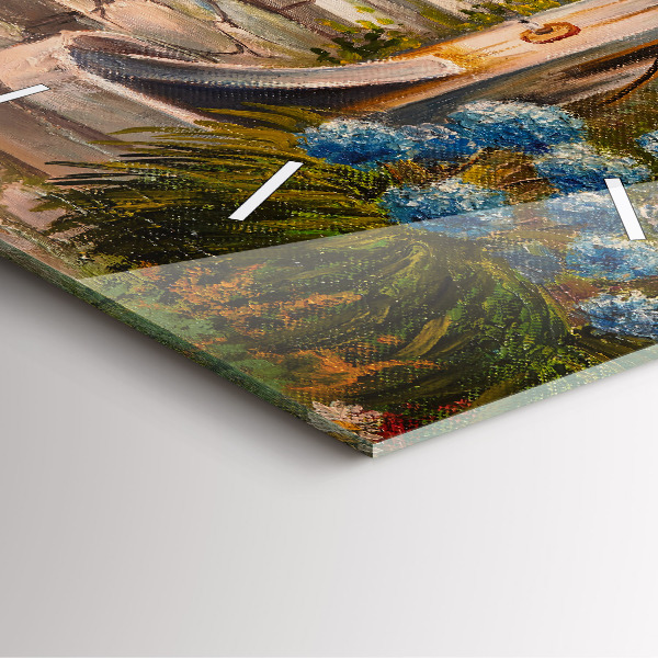 Wanduhr quadratisch Ölkomposition in einem Wald