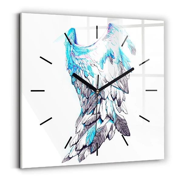 Wanduhr modern quadratisch Nachgeahmte Vogelschwingen