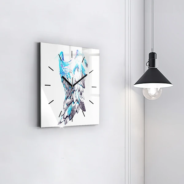 Wanduhr modern quadratisch Nachgeahmte Vogelschwingen