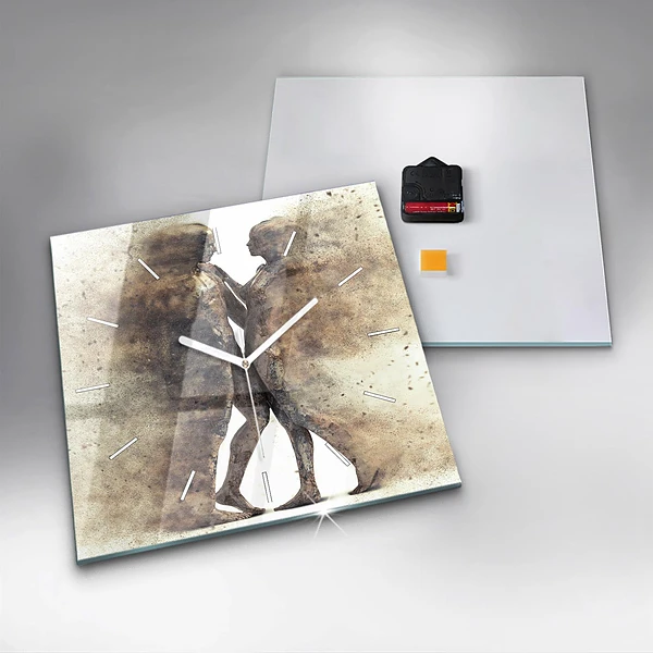 Wanduhr quadratisch mit motiv Abstraktion Menschen Sand
