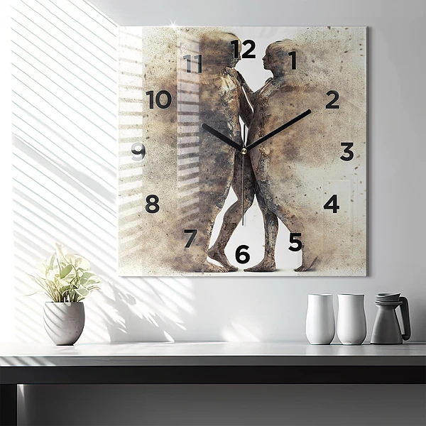 Wanduhr quadratisch mit motiv Abstraktion Menschen Sand