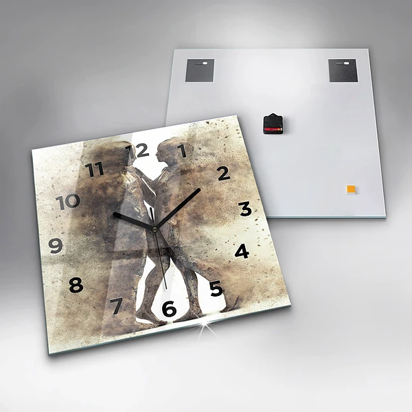 Wanduhr quadratisch mit motiv Abstraktion Menschen Sand
