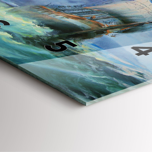 Wanduhr quadratisch Schiff auf dem Wasser