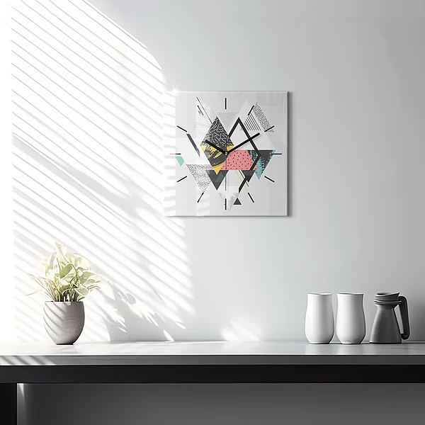 Wanduhr modern quadratisch Geometrisches Muster