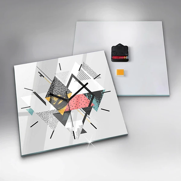 Wanduhr modern quadratisch Geometrisches Muster