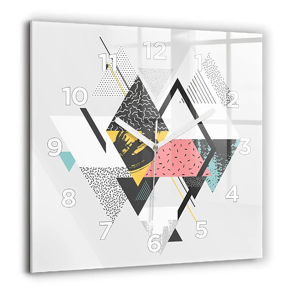 Wanduhr modern quadratisch Geometrisches Muster