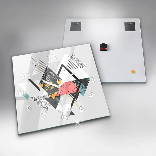Wanduhr modern quadratisch Geometrisches Muster
