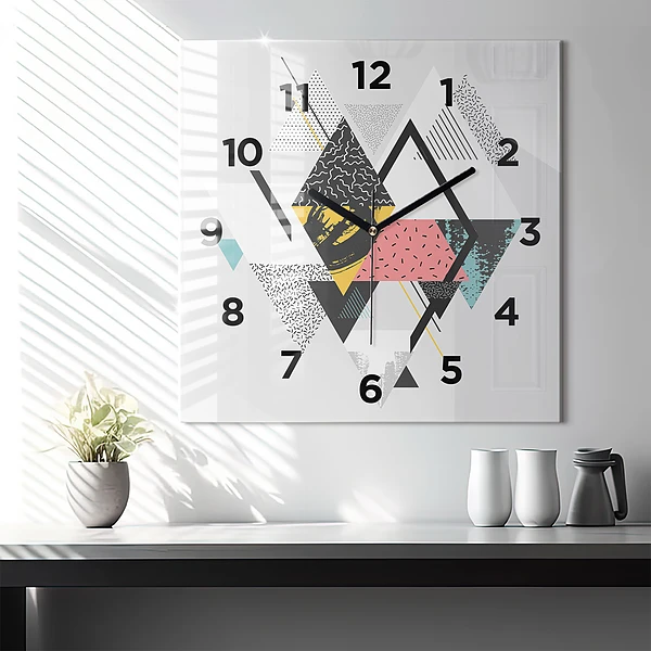 Wanduhr modern quadratisch Geometrisches Muster