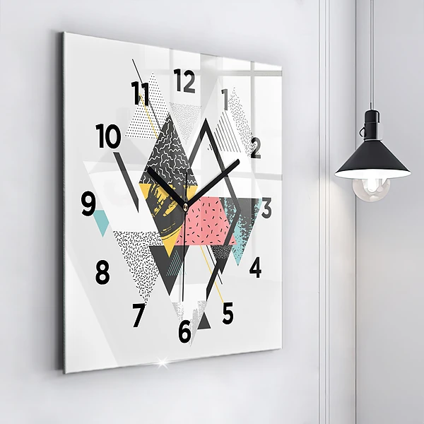 Wanduhr modern quadratisch Geometrisches Muster