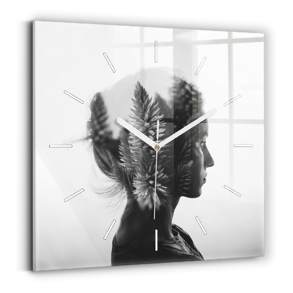 Wanduhr quadratisch mit motiv Menschliche Empfindsamkeit des Denkens
