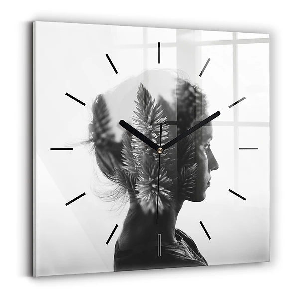 Wanduhr quadratisch mit motiv Menschliche Empfindsamkeit des Denkens