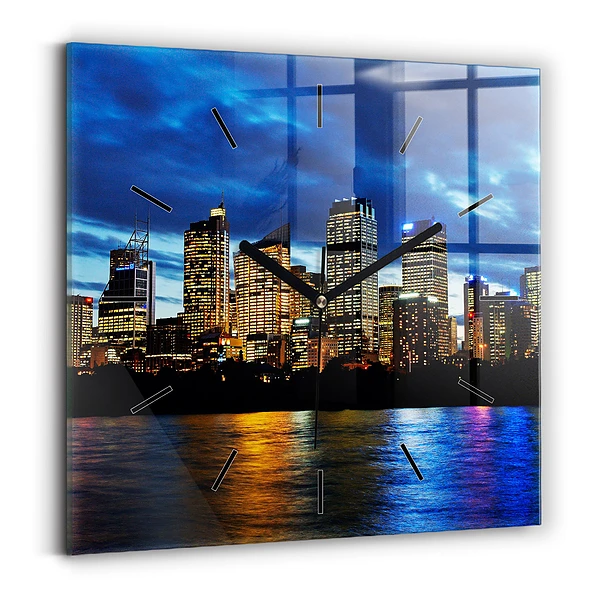 Wanduhr quadratisch Sydney am Abend
