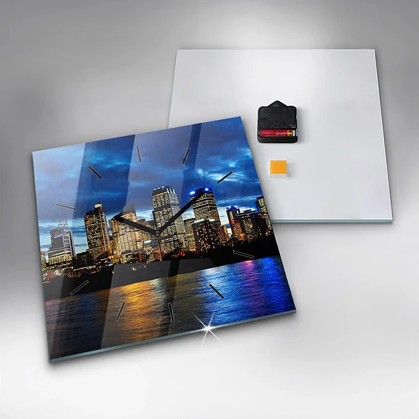 Wanduhr quadratisch Sydney am Abend