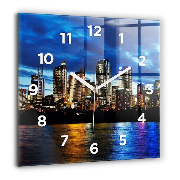 Wanduhr quadratisch Sydney am Abend