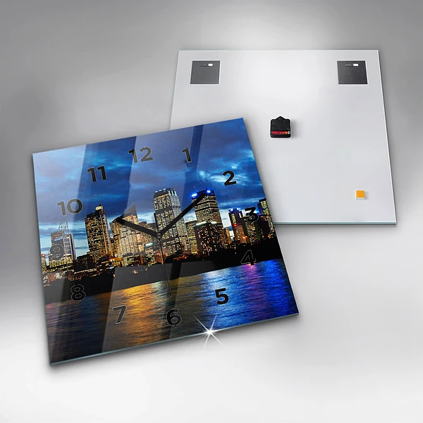 Wanduhr quadratisch Sydney am Abend