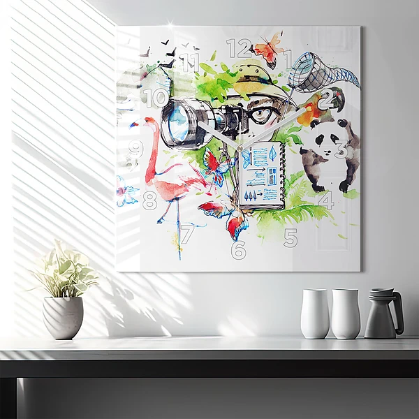 Wanduhr quadratisch mit motiv Zoologe