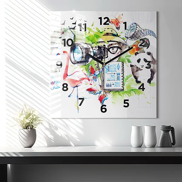 Wanduhr quadratisch mit motiv Zoologe