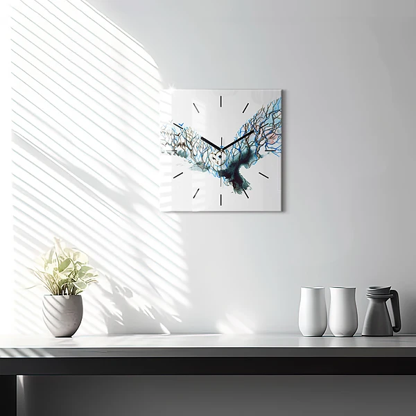Wanduhr quadratisch Freiheit und die Natur der Vögel