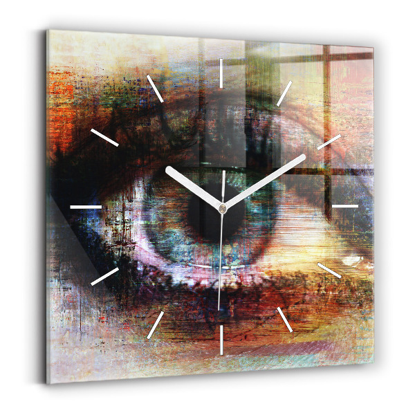 Wanduhr quadratisch mit motiv Straßenkunst Auge