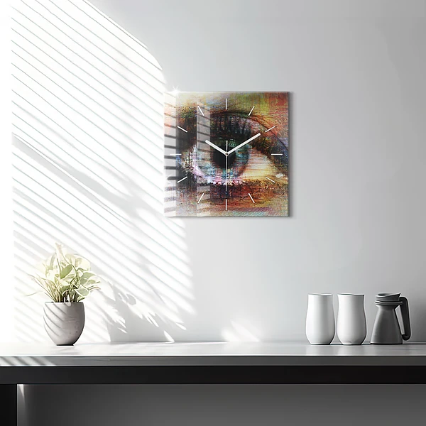 Wanduhr quadratisch mit motiv Straßenkunst Auge