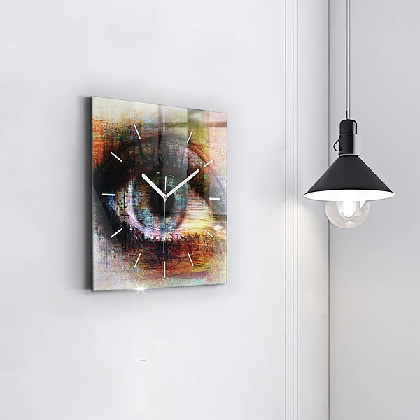 Wanduhr quadratisch mit motiv Straßenkunst Auge