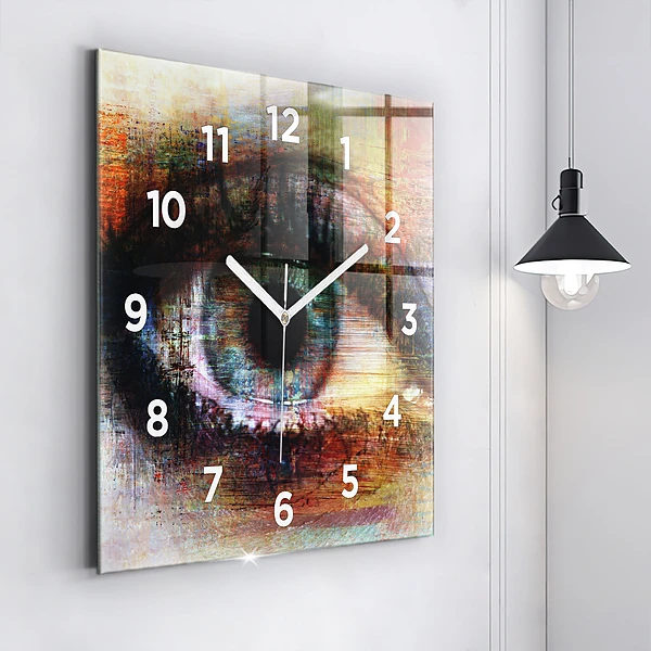 Wanduhr quadratisch mit motiv Straßenkunst Auge