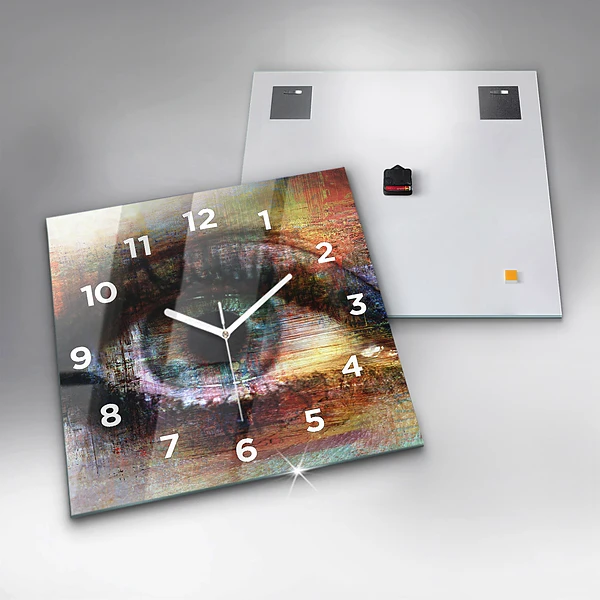 Wanduhr quadratisch mit motiv Straßenkunst Auge