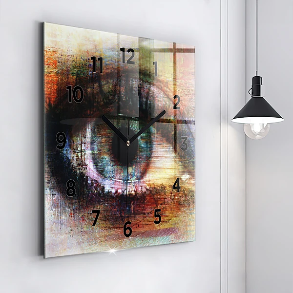 Wanduhr quadratisch mit motiv Straßenkunst Auge