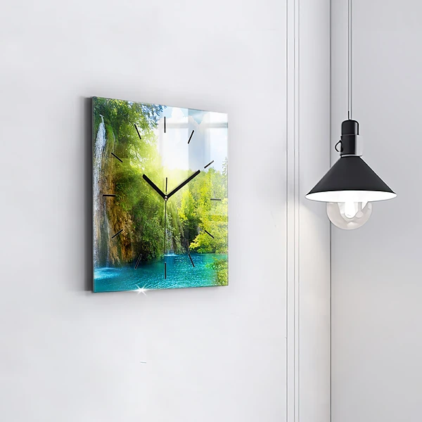 Wanduhr quadratisch Lagunenlandschaft