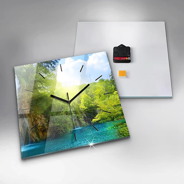 Wanduhr quadratisch Lagunenlandschaft