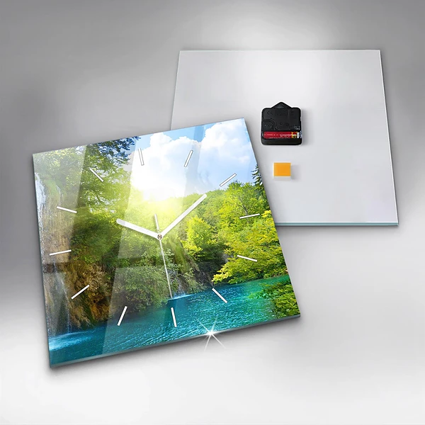 Wanduhr quadratisch Lagunenlandschaft