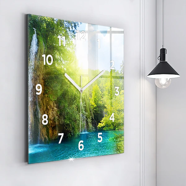 Wanduhr quadratisch Lagunenlandschaft