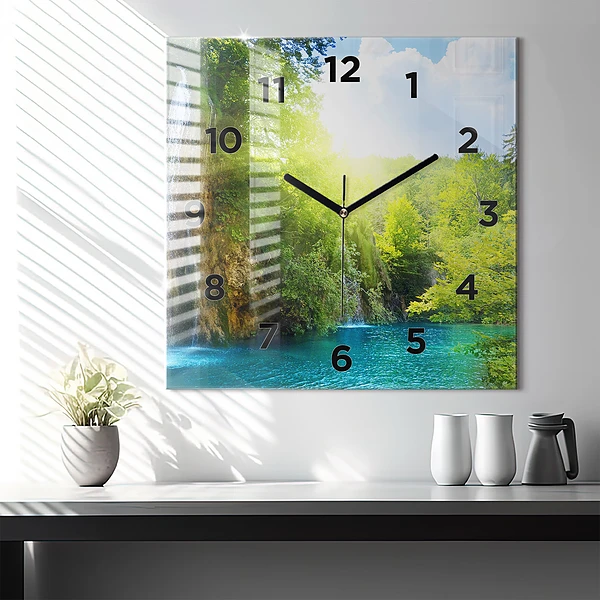 Wanduhr quadratisch Lagunenlandschaft