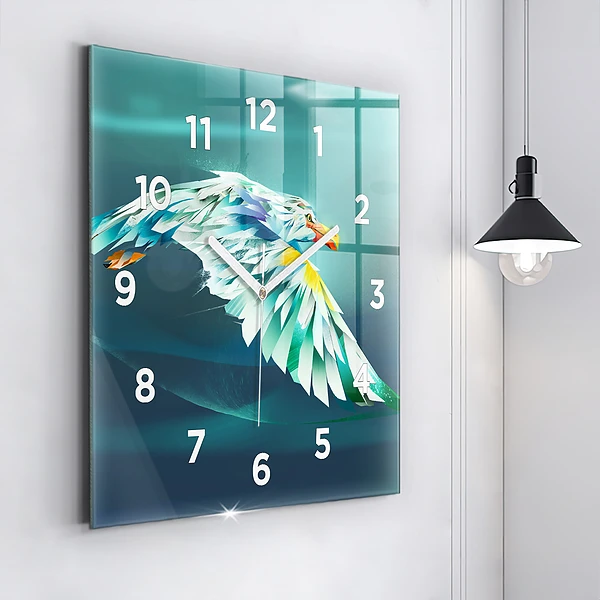 Wanduhr quadratisch Bild eines fliegenden Adlers