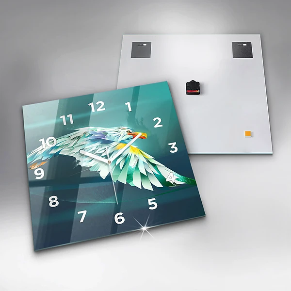 Wanduhr quadratisch Bild eines fliegenden Adlers