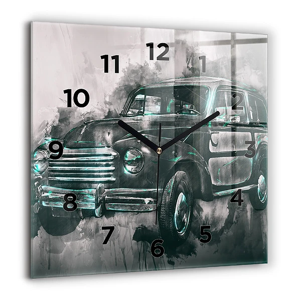 Wanduhr modern quadratisch Oldschool Auto
