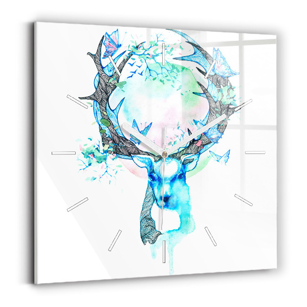 Wanduhr quadratisch mit motiv Illustration eines Rehs