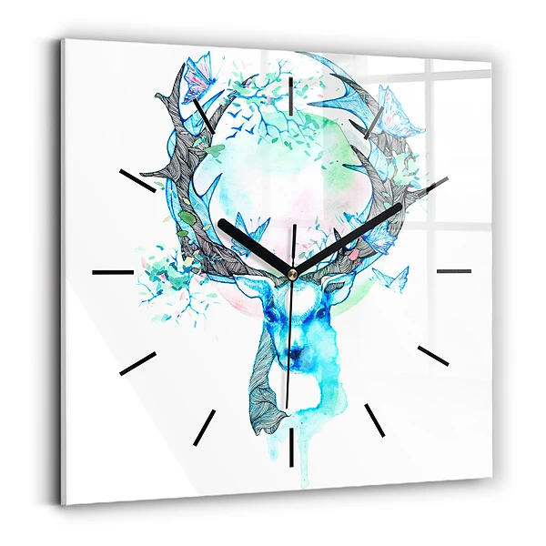 Wanduhr quadratisch mit motiv Illustration eines Rehs