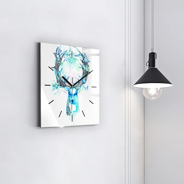 Wanduhr quadratisch mit motiv Illustration eines Rehs