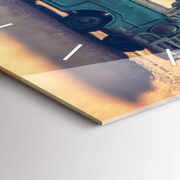 Wanduhr quadratisch Camper am Strand