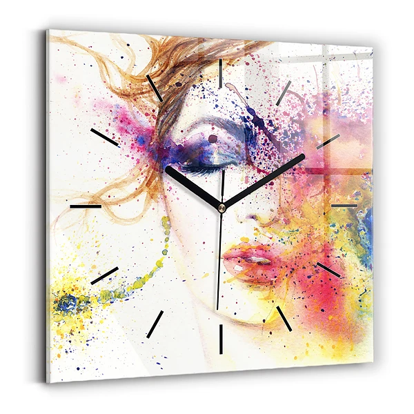 Wanduhr quadratisch mit motiv Porträt einer geheimnisvollen Frau