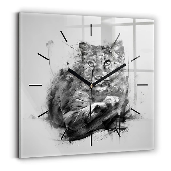 Wanduhr quadratisch Gemalter Löwe