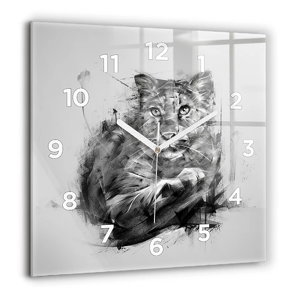 Wanduhr quadratisch Gemalter Löwe