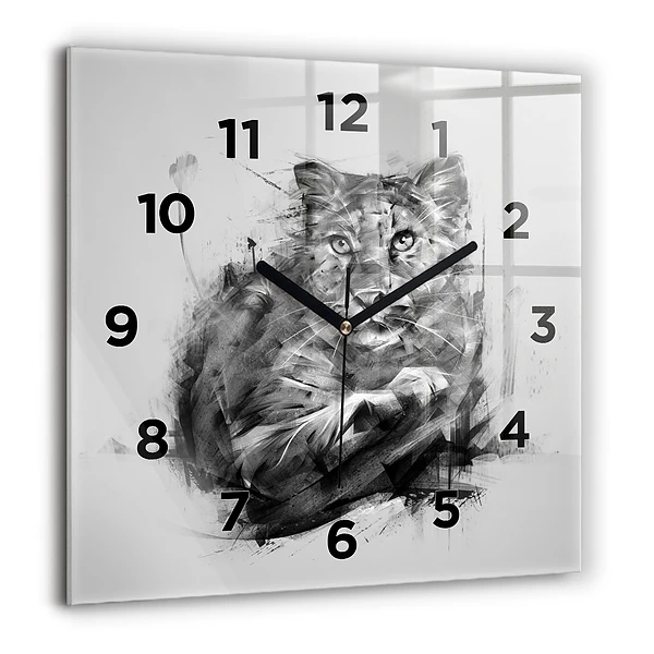 Wanduhr quadratisch Gemalter Löwe