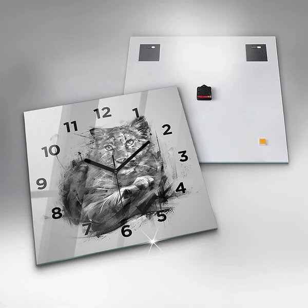 Wanduhr quadratisch Gemalter Löwe