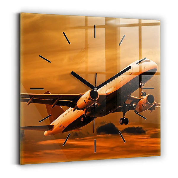 Wanduhr modern quadratisch Reise mit dem Flugzeug